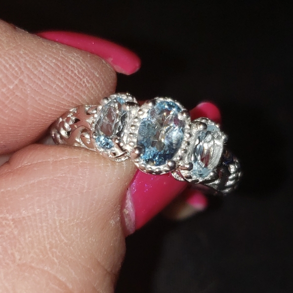 Sz 5, Aquamarine Ring, 925 Sterling silver, 0.75 carats, NWT - Picture 8 of 12